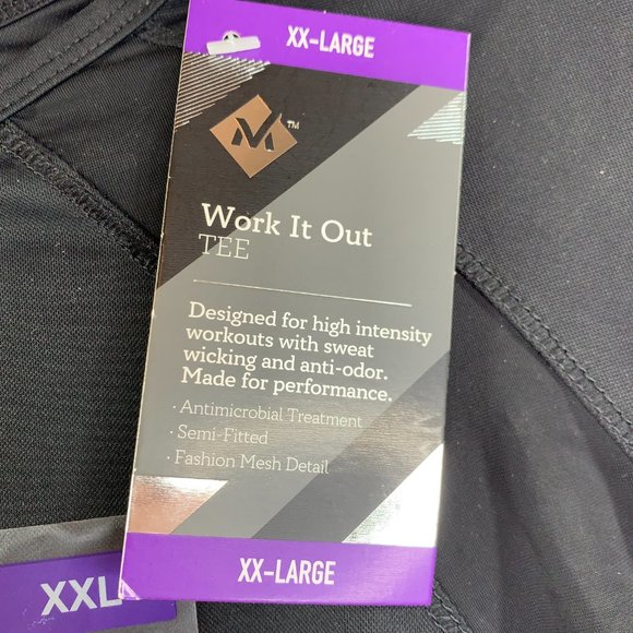 Members Mark Womens Moisture Wicking Work it Out Active Tee Shirt Black Size XXL - Picture 4 of 12